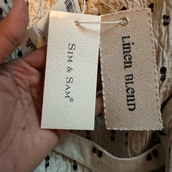 Sim & Sam Linen Beige and Black Dot Dress - Picture 6 of 7